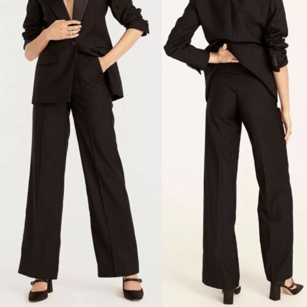 J. Crew Wide-Leg Dress Pants in Black